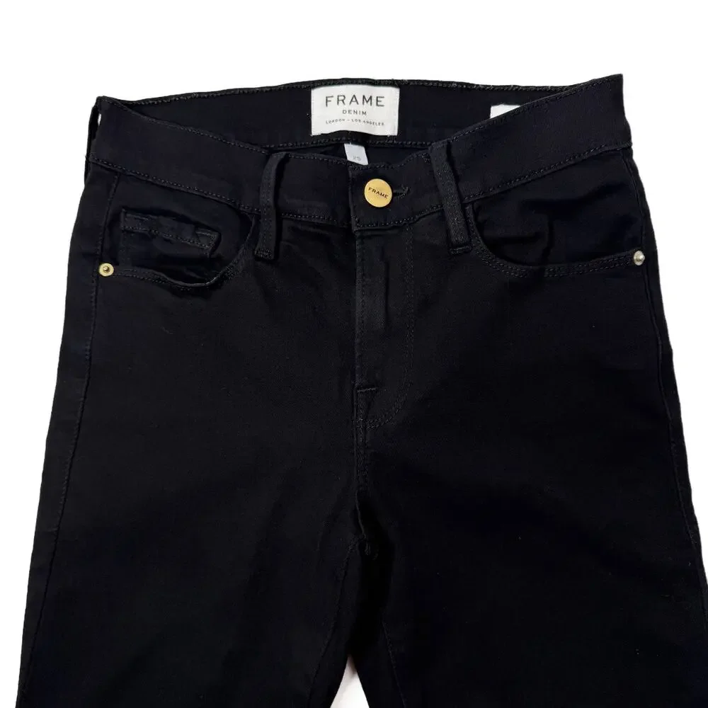 FRAME Denim Le Skinny De Jeanne Flounce Flare Raw Hem Jeans size 25